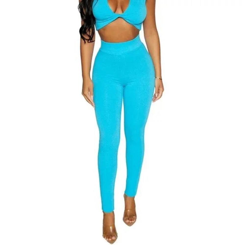 Naked Wardrobe High Waisted Leggings in Malibu Blue Size Small NWT